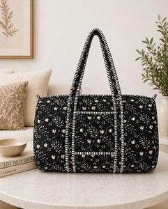 Handcrafted Cotton Casual Travel <b>Luggage</b> Bag Luxury Weekender Sports Duffel <b>Lightweight</b> Durable Secure Zipper Closure - Product Image 3