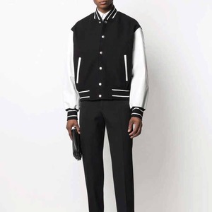 Custom <b>Men</b> <b>Canvas</b> Stand Collar Letter Pattern Winter Varsity <b>Jacket</b> High Fashion Casual Outdoor Windproof Breathable Quick Dry - Product Image 3