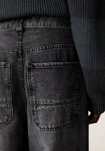 Men's Wide Leg Stonewashed Denim Pants Midweight Cotton Casual Loose Fit Autumn Style <b>Jeans</b> - Product Image 6