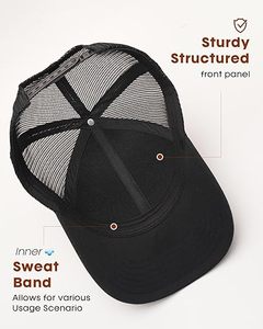 หมวกแก๊ปทรง Trucker 6 แผง แบบ Unisex สีพื้น ผ้าตาข่าย ปรับขนาดได้ สไตล์ลำลอง สำหรับผู้ใหญ่ ใส่ได้ทั้งฤดูใบไม้ผลิและฤดูร้อน สีดำ กรมท่า เทา - Product Image 2