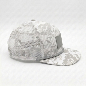 Custom Full Mesh Digital Camo <b>Flat</b> Brim <b>Cap</b> Breathable Outdoor Hat Leather Patch OEM Private Label Manufacturer Supplier - Product Image 3