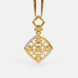 Collar con Colgante de Diamante Cultivado en Laboratorio, Geométrico Floral en Oro Amarillo - Product Image 1