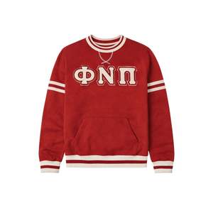 Kappa Alpha Psi Phi Nu Pi Krimson Chenille Crewneck True Size Premium Fleece Embroidered Greek Letter Crest Fraternity Apparel - Product Image 4
