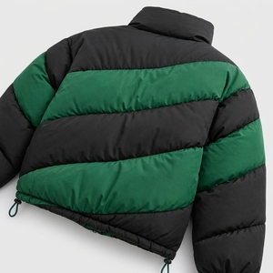 Chaqueta Acolchada para Hombre, Color Negro y Verde, con Bloques de Color, para Invierno, Cálida, sin Capucha, para Exteriores, Aislada - Product Image 4