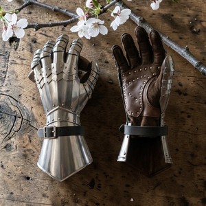 Guantes Funcionales Medievales de Acero para Caballero, Coleccionables, Diseño de Armadura, Guantes Plateados para Disfraz, Artículo de Colección, Artesanía Calvin - Product Image 3