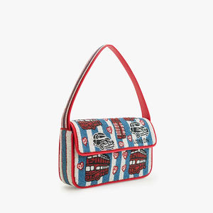 Bolso de mano informal con asa y cuentas de cristal multicolor de MS Handicraft, hecho a mano en India, con forma personalizada, tipo baguette. - Product Image 1