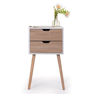 Solid Wood Nightstand with 2 Drawers Bedside <b>Tables</b> for Bedroom <b>Storage</b> End & <b>Side</b> <b>Table</b> Furniture - Product Image 2