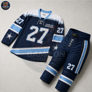 Uniformes de Hockey sobre Hielo Azul Marino Personalizados con Número, Ropa Deportiva Transpirable de Alto Rendimiento para Equipos, Diseño OEM/ODM - Product Image 3