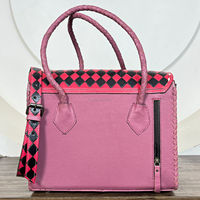 Sac à main en cuir véritable fait à la main en gros, sac à bandoulière avec motif en damier, style western, sac à main pour femmes