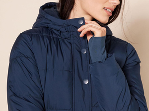 Nueva Chaqueta de Plumón Azul Marino Cortavientos para Mujer con Capucha y Manga Larga, Tallas Grandes, Chaqueta Acolchada con Cremallera Completa para Mujer - Product Image 4