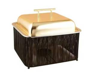 Cacerola Premium de Acero Inoxidable con Tapa Grabada y Asas Doradas, Tazón de Servir de Lujo, Olla Aislada para Alimentos Calientes - Product Image 6