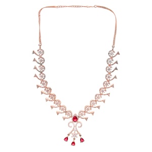 สร้อยคอแฟชั่นแฮนด์เมดประดิษฐ์แบบดั้งเดิมสำหรับผู้หญิงโรสโกลด์ชุบโลหะเครื่องประดับสร้อยคอโลหะผสม - Product Image 4