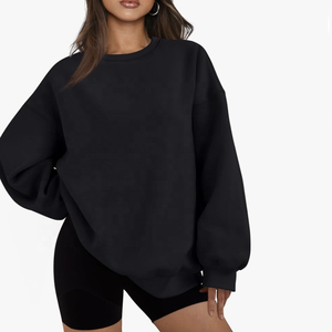 Sudaderas de felpa francesa de algodón de diseño personalizado para mujer, ropa de calle de manga larga de gran tamaño, Top de Yoga holgado con patrón estampado - Product Image 1