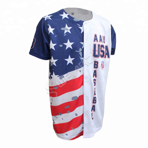 Maillot de baseball sublimé de haute qualité pour joueur professionnel, fabriqué aux États-Unis, à vendre. Nom, numéro et logo brodés personnalisés. - Product Image 1