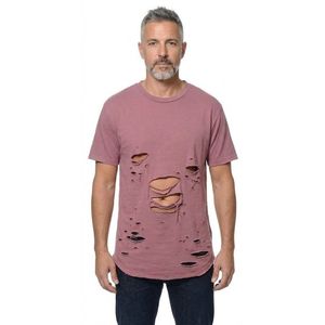 T-shirt Homme Personnalisé 100% Coton Effet Vieilli Lavage Vintage Manches Courtes Ourlet Déchiré Décontracté Streetwear - Product Image 5