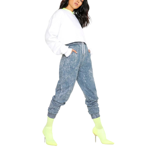 Casual Wear <b>Women</b>’s Oversized Acid Wash Print Side Stripe Wide <b>Leg</b> Cotton <b>Jogger</b> Sweatpants Custom Casual Streetwear - Product Image 5