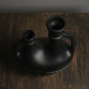 แจกันดอกไม้อะลูมิเนียมหล่อสีดำด้านสไตล์วินเทจ แจกันดอกไม้พอร์ซเลนทรงนามธรรมแบบสองปาก ดีไซน์ทันสมัย สำหรับตกแต่งบ้าน - Product Image 5