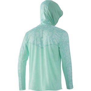 Men's <b>Light</b> <b>Blue</b> <b>Long</b> <b>Sleeve</b> Hooded T-Shirt Moisture-Wicking Solid Color Summer Wear - Product Image 4