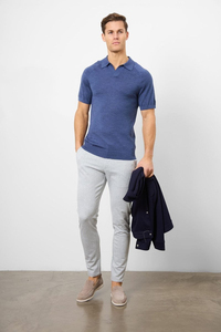 Polo de Algodón Azul Marino para Hombre, Corte Ajustado, Manga Corta, Color Sólido, Tejido Transpirable - Product Image 4