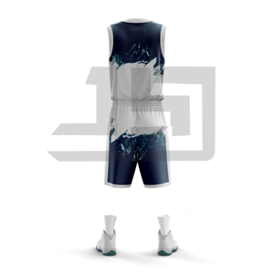 Tenue de basketball personnalisée haut de gamme : maillot et short, design entièrement sublimé, 100 % polyester, tissu respirant et anti-humidité pour - Product Image 4
