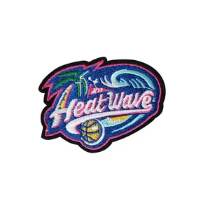 Badge décoratif rectangulaire en tissu tissé, brodé et thermocollant, éco-responsable, motif Heat Wave Basketball, pour chaussures - Product Image 1
