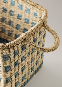 Cesta decorativa de algas marinas con lunares verdes. Cesta de almacenamiento hecha a mano. Venta al por mayor. Ecológica. Hecho en Vietnam. - Product Image 4