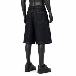 Pantalones Cortos de Mezclilla Gráficos para Hombre, Estilo Baggy, Ajuste Holgado, Largura hasta la Rodilla, Estampados, Estilo Urbano, Venta al por Mayor OEM - Product Image 4