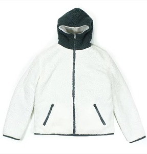 Custom Logo Unisex Reversible Polar <b>Fleece</b> Jacket Thick Sherpa Stand Collar Hooded Waterproof Winter Warm Coat with Front Logo - Product Image 2