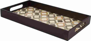 Juego de Tres Bandejas Rectangulares de Estilo Antiguo, Impresas y con Acabado Esmaltado, con Base de Madera MDF para Uso Doméstico - Product Image 2