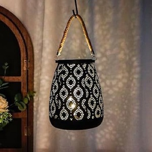 New Arrival Modern Design Eco-Friendly Christmas Candle <b>Lanterns</b> <b>Black</b> Iron Frame Clear Glass Panes Bronze Handles Garden - Product Image 2