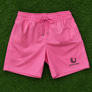 Shorts de bain pour homme personnalisés, rose, à séchage rapide, avec taille élastique et cordon de serrage |   Shorts de plage légers avec poches |   OEM ODM - Product Image 6