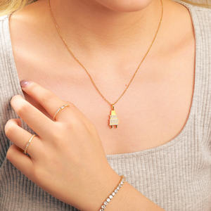 สร้อยคอจี้เพชรคิวบิกเซอร์โคเนียชุบทอง 18K สไตล์ฮิปฮอป ประดับเพชรแบบ Pave Setting โซ่โลหะผสม เครื่องประดับสำหรับทุกเพศ - Product Image 3