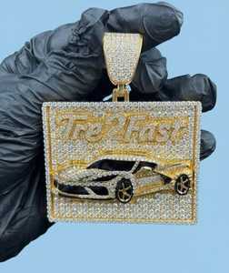 จี้รถ Tre2Fast ประดับเพชรโมอิสซาไนต์ทรงกลมเจียระไนแบบบริลเลียนท์ เงินแท้ 925 ชุบทอง 18K สไตล์ฮิปฮอปสำหรับผู้ชาย - Product Image 6