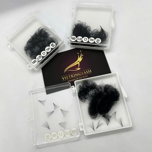 Extensions de cils pré-faits en éventail, volume noir mat, base fine, faits à la main, en cheveux synthétiques doux naturels D/DD/CC/M/L, courbure 0.03 0.05 - Product Image 3