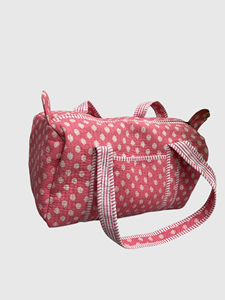 Pink Floral Patterned Duffel <b>Bag</b> with <b>Zipper</b> Closure Large Capacity Travel Tote Textile Material Weekender Style - Product Image 3
