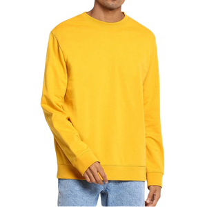 Sweat-shirt à col rond jaune pour homme, coupe classique, couleur unie, tricoté, manches longues, style streetwear - Product Image 1
