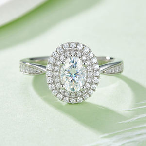 Anillo de Eternidad Unisex de Oro Sólido de 18K con Corte Brillante, Piedra Natural con Engaste de Garras, Estilo Clásico de Compromiso, JOYERÍA DE ÁMBAR, Rodio - Product Image 1