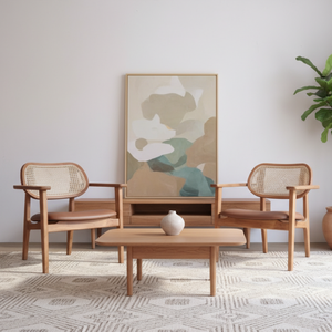 Fauteuil d'appoint au design moderne en teck massif et rotin naturel, hauteur réglable, idéal pour salons, hôtels et villas - Product Image 3