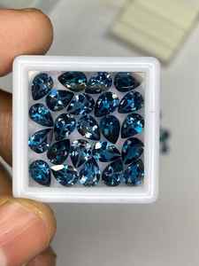 Lot de pierres précieuses naturelles en topaze bleue de Londres facettées, forme poire, de 6x4mm à 10x12mm, pour la création de bijoux - Product Image 4