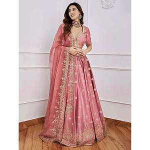 Pink <b>Sequins</b> Art Silk Designer Lehenga Choli Set with Dupatta - Product Image 2