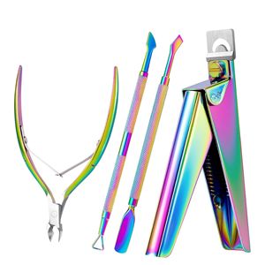 Kit de coupe-cuticules 4-en-1 en acier inoxydable, pousse-cuticules double face, coupe-ongles pour manucure et pédicure, portable et durable pour la maison - Product Image 1