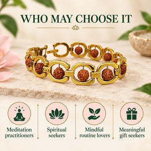 Bracelet chaîne Rudraksha en laiton plaqué or SOULWISE, bijoux religieux unisexe, style bouddhiste, design à maillons, cadeau - Product Image 5