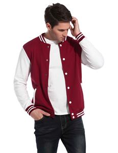 Veste de baseball pour homme en molleton, couleur marron et blanc, style décontracté, coupe classique, veste de type Letterman - Product Image 2