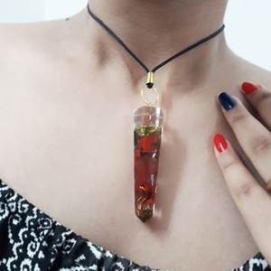 Agate Turquoise Rose Quartz and Jade Resin Healing Crystal Pendant <b>Orgonite</b> Pipe with Feng Shui Style Gemstone Material - Product Image 3