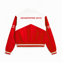 Delta |   Sigma |   Blouson Bomber Femme en Cuir PU Brodé Zippé Theta Sorority – Veste Décontractée Style Universitaire et Sportif