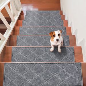 15 pz grigio antiscivolo per scale da interno 9 \ "x28 \" tappetini per scale morbide per cani per bambini-gradini in legno antiscivolo - Product Image 1