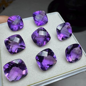 Wholesale Natural <b>Cushion</b> Cut Amethyst Facet Gemstones Gemstone CABS CUTTING Cabochon Handiwork Ring DIY Third Party Certified - Product Image 3