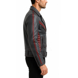 Custom Leather <b>Biker</b> <b>Jacket</b> Featuring Modern Slim Fit Premium Quality Leather And Timeless Streetwear Design For Men - Product Image 5