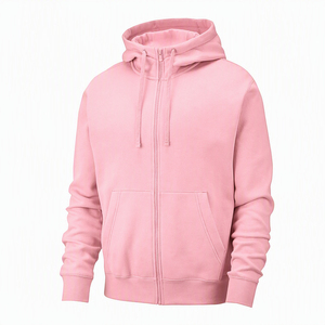 Sudadera con capucha unisex de forro polar naranja personalizada con cremallera completa, bolsillo frontal y cordón, al por mayor, ropa casual de calle B2B - Product Image 3