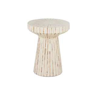 Mesa Redonda de Capiz Blanca Hecha a Mano con Patrón de Hojas, Mesa Decorativa de Mosaico de Conchas para Sala de Estar, Muebles para el Hogar, Estilo Mayorista - Product Image 2